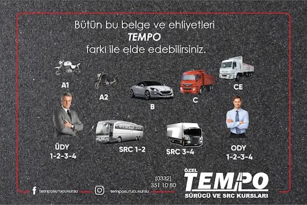 Tempo Ehliyet Kursu Sürücü Belgesi Konya Fetih Karatay Şubesi - Sürücü Kursu - Konya Karatay