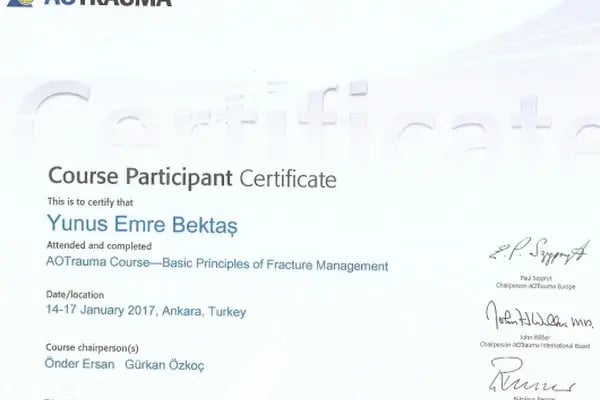 Op. Dr. Yunus Emre Bektaş, Ortopedi Ve Travmatoloji - Resim 6