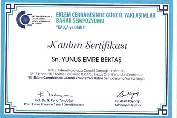 Op. Dr. Yunus Emre Bektaş, Ortopedi Ve Travmatoloji - Resim 17