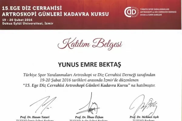 Op. Dr. Yunus Emre Bektaş, Ortopedi Ve Travmatoloji - Resim 18