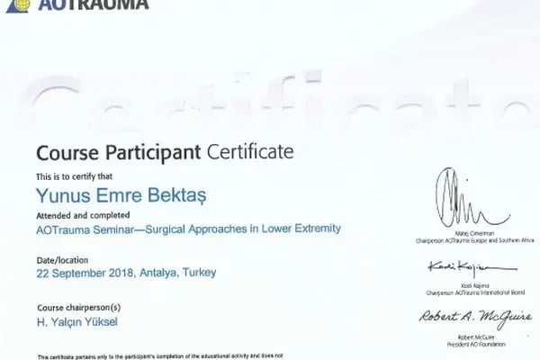 Op. Dr. Yunus Emre Bektaş, Ortopedi Ve Travmatoloji - Resim 8