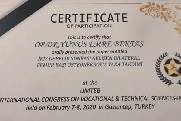 Op. Dr. Yunus Emre Bektaş, Ortopedi Ve Travmatoloji - Resim 2