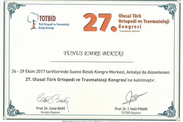 Op. Dr. Yunus Emre Bektaş, Ortopedi Ve Travmatoloji - Resim 11