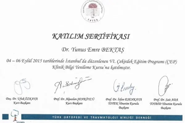 Op. Dr. Yunus Emre Bektaş, Ortopedi Ve Travmatoloji - Resim 14