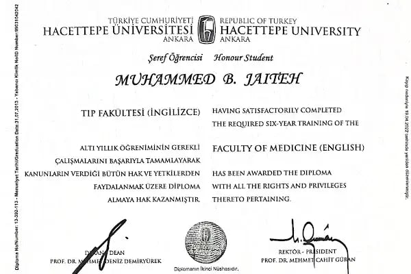 Uzm. Dr. Muhammed B. Jaiteh, İç Hastalıkları Uzmanı - Resim 6