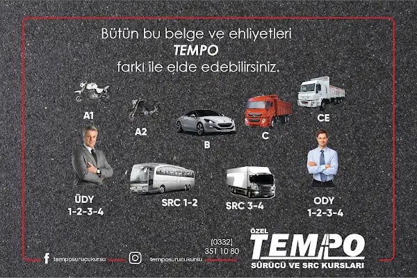 Tempo Ehliyet Kursu Sürücü Belgesi Konya Fetih Karatay Şubesi - Resim 1