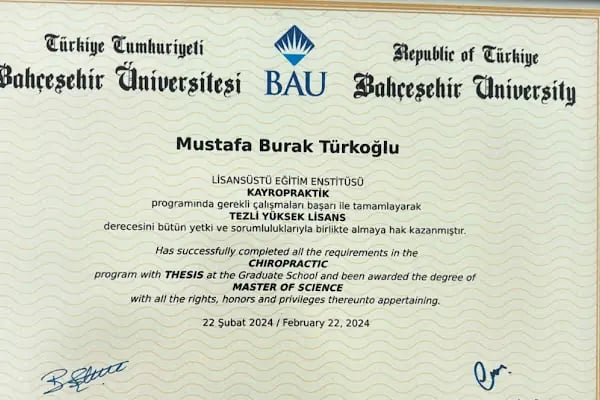 Uzm.Fzt Mustafa Burak Türkoğlu Kayropraktik ve Omurga Sağlığı - Resim 1