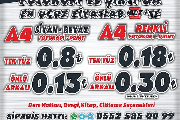Net Kırtasiye - Dijital Kopyalama Merkezi - Matbaa ve Reklam Hizmetleri Keçiören Ankara - Resim 9