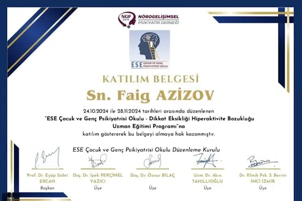 Uzm. Dr. Faik Azizov. Çocuk ve Ergen Psikiyatrisi - Resim 19